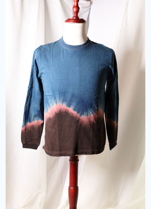 Amami Mud & Indigo Dyed Long Sleeve T-Shirt (Horizontal Two-Tone / S)