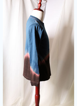 Amami Mud & Indigo Dyed Long Sleeve T-Shirt (Horizontal Two-Tone / S)