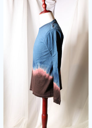 Amami Mud & Indigo Dyed Long Sleeve T-Shirt (Horizontal Two-Tone / S)