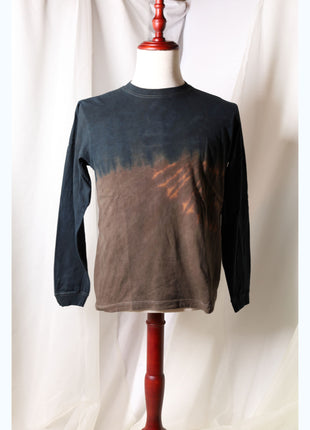 Amami Mud & Indigo Dyed Long Sleeve T-Shirt (Horizontal Two-Tone / S)