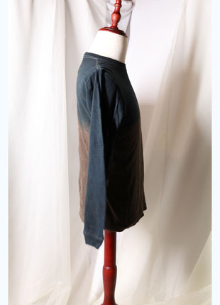 Amami Mud & Indigo Dyed Long Sleeve T-Shirt (Horizontal Two-Tone / S)