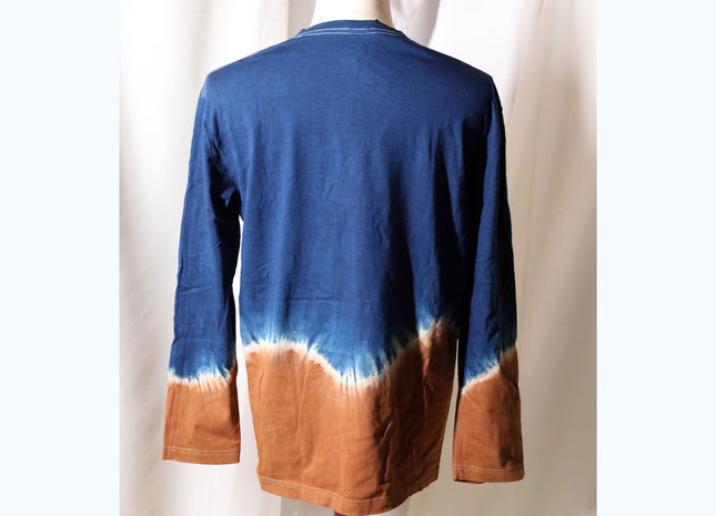Amami Mud & Indigo Dyed Long Sleeve T-Shirt (Horizontal Two-Tone / XL)