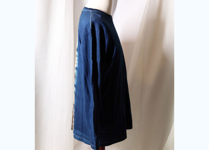 Amami Mud & Indigo Dyed Long Sleeve T-Shirt (Vertical Two-Tone / XL)