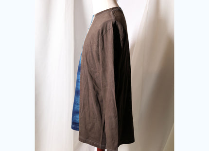 Amami Mud & Indigo Dyed Long Sleeve T-Shirt (Vertical Two-Tone / XL)