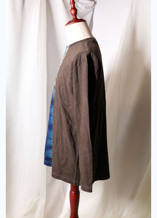 Amami Mud & Indigo Dyed Long Sleeve T-Shirt (Vertical Two-Tone / XL)