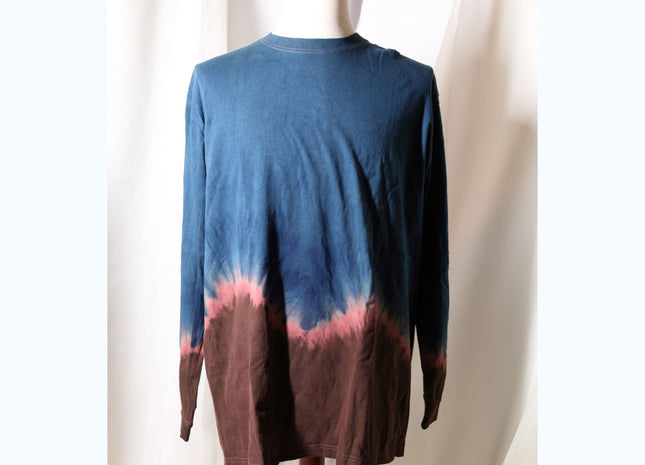 Amami Mud & Indigo Dyed Long Sleeve T-Shirt (Horizontal Two-Tone / XXL)