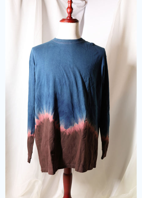 Amami Mud & Indigo Dyed Long Sleeve T-Shirt (Horizontal Two-Tone / XXL)
