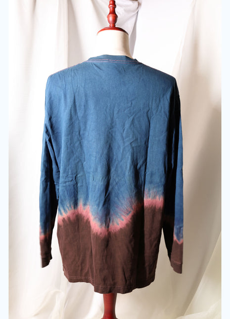 Amami Mud & Indigo Dyed Long Sleeve T-Shirt (Horizontal Two-Tone / XXL)