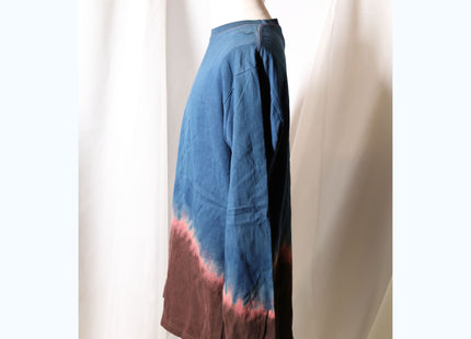Amami Mud & Indigo Dyed Long Sleeve T-Shirt (Horizontal Two-Tone / XXL)