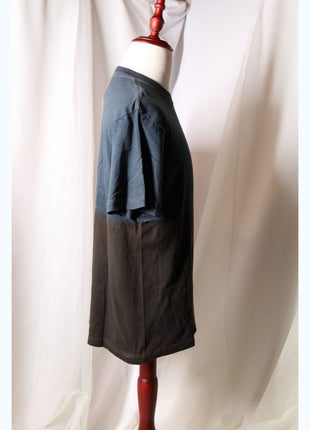 Amami Mud & Indigo Dyed T-Shirt (Vertical Split Two-Tone / L)