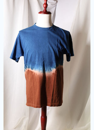 Amami Mud & Indigo Dyed T-Shirt (Horizontal Two-Tone / L)