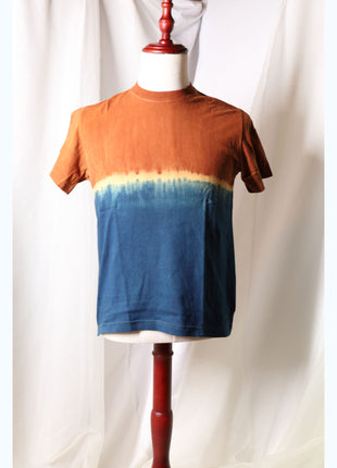 Amami Mud & Indigo Dyed T-Shirt (Horizontal Two-Tone / S)