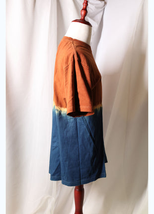 Amami Mud & Indigo Dyed T-Shirt (Horizontal Two-Tone / XL)