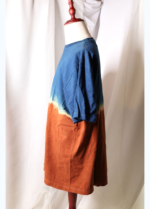 Amami Mud & Indigo Dyed T-Shirt (Horizontal Two-Tone / XXL)