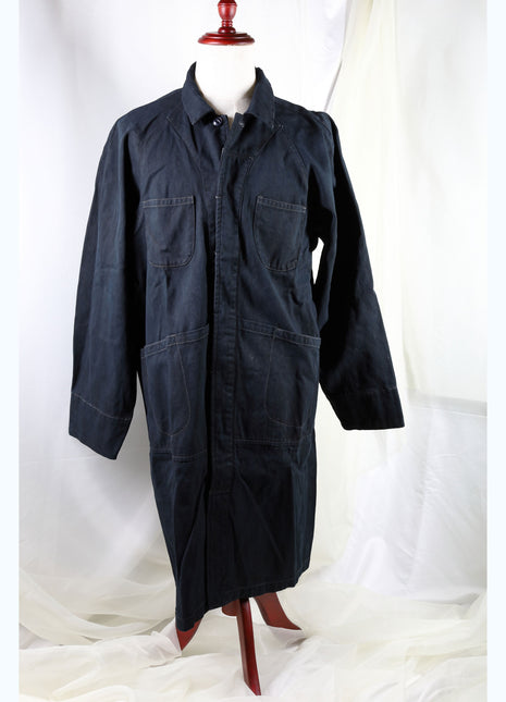 Amami Mud & Indigo Dyed Cotton Twill Long Work Coat