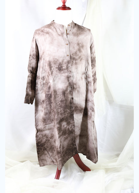 Amami Mud Tie-Dyed Linen Long Shirt / Tunic