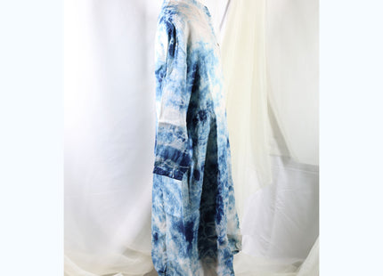 Amami Natural Indigo Tie-Dyed Linen Long Shirt Dress